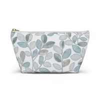 Cherry Plum Leaves Accessory Pouch w T-bottom in Aqua